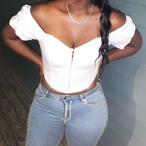 White crop top from Fashion Nova